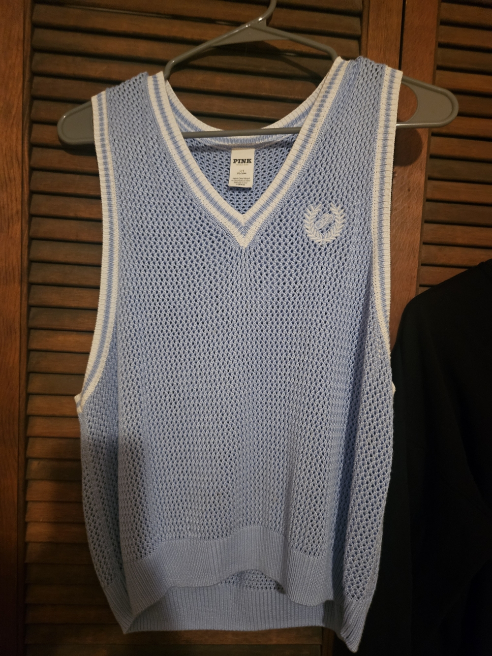 PINK Victoria's Secret Womens Light Blue Knit Sleeveless Sweater Vest Large